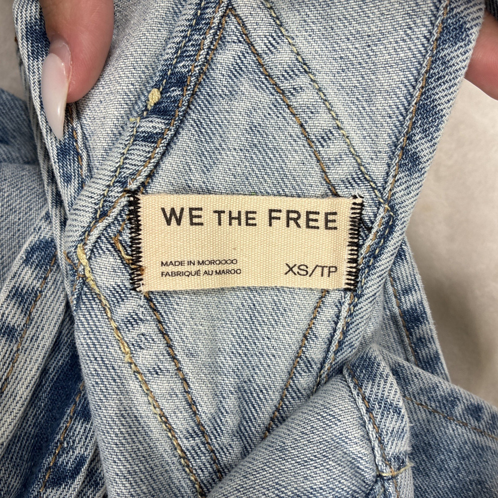 Free People We The Free Ziggy Shortalls Denim Jean Shortalls Overalls Short XS - Picture 11 of 13